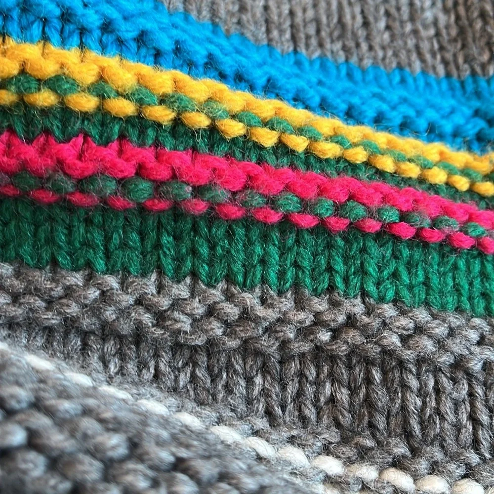 Hanna Andersson Wool Blend Cardigan‎ Sweater Girls 10/ 140 Multi Stripe Rainbow